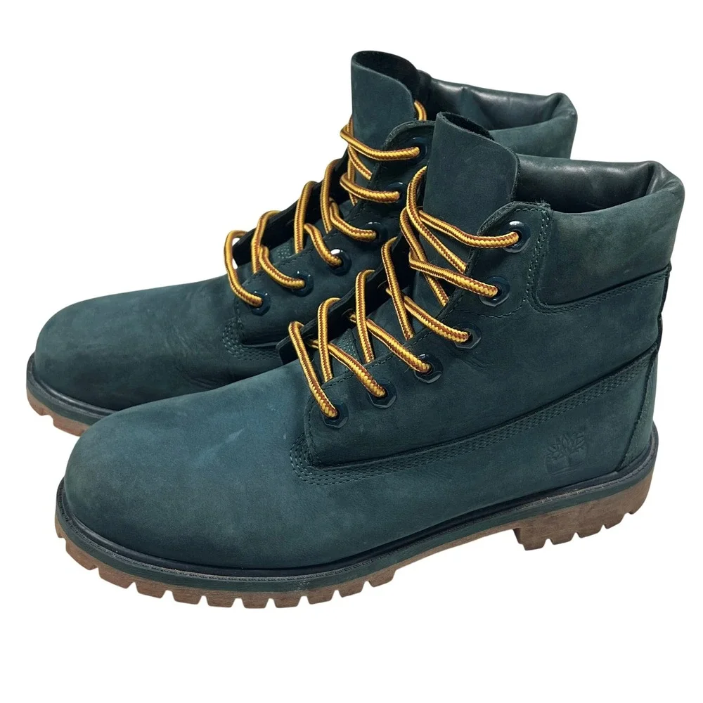 Timberland 6 Inch Premium Boys Size 7 Teal Nubuck Waterproof Boots A1P6A Hiking